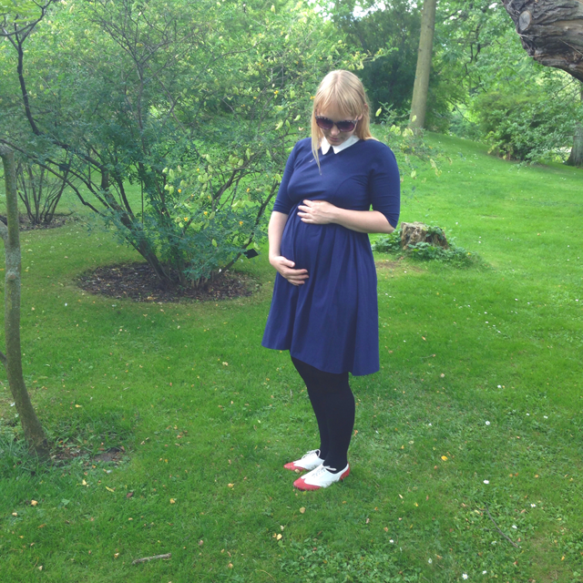Asos Maternity Dress blue with white collar