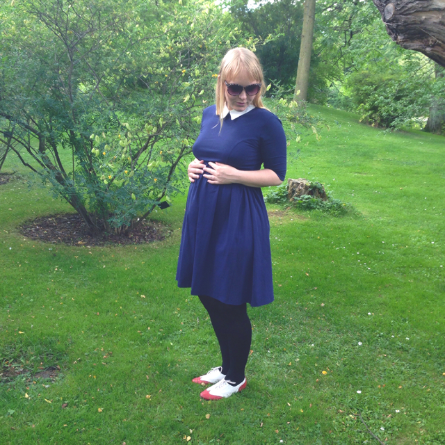 Asos Maternity Dress blue with white collar