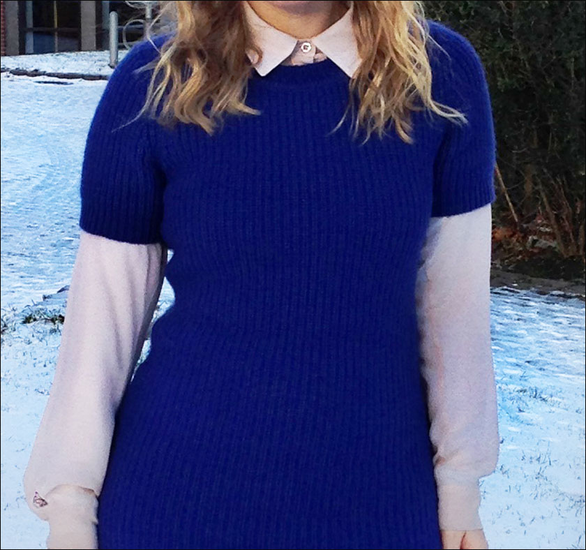 blue knit dress rude kontatto shirt