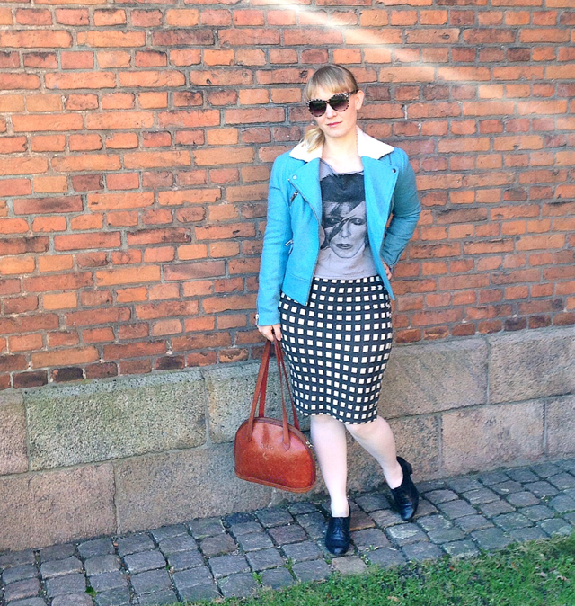 edith & ella jacket, bowie blouse, vintage joop bag and dune shoes