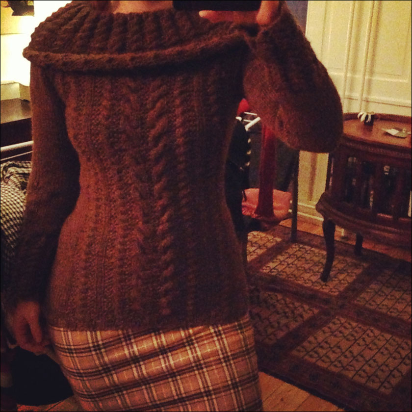 knitted brown sweater